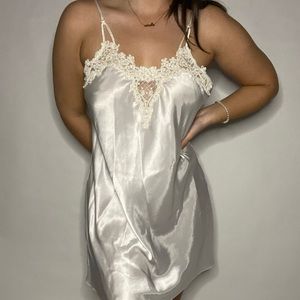 White silky beaded nightgown